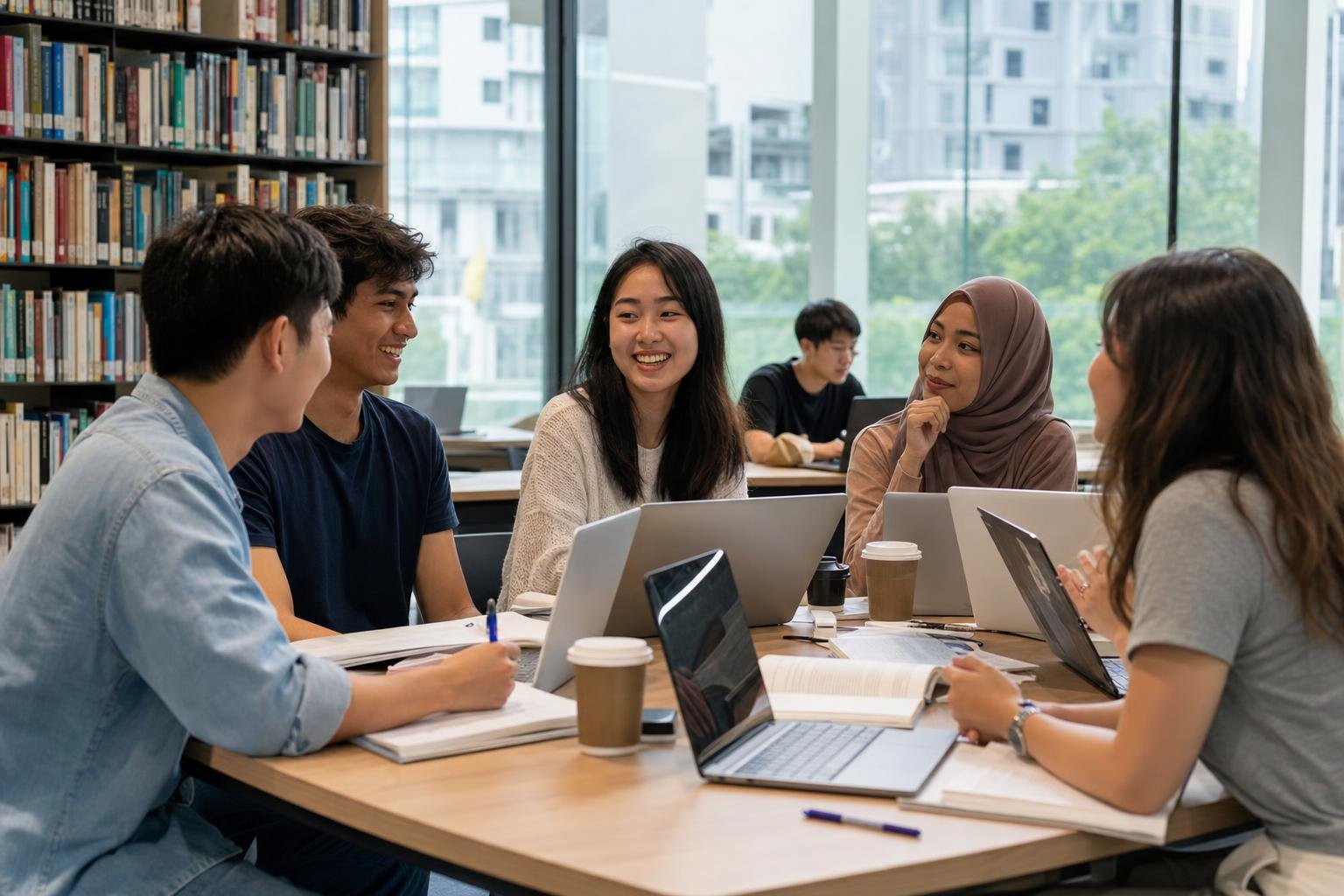 Singapore polytechnic and university students studying with AI tools