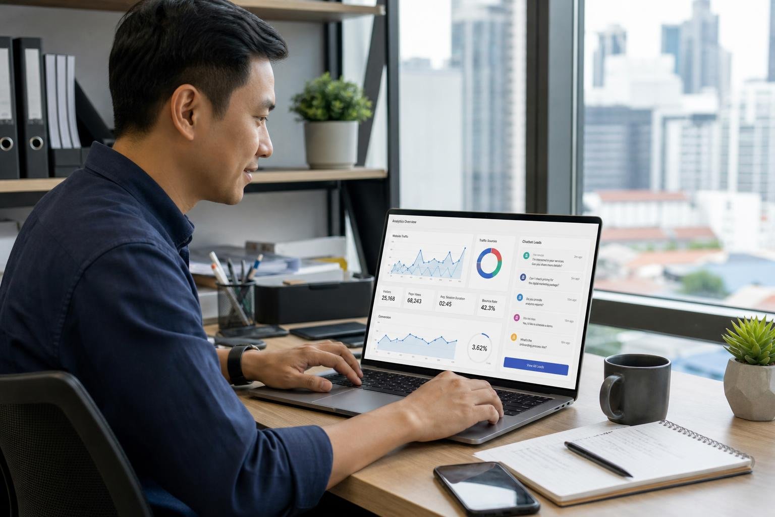 Singapore business website with AI chatbot analytics