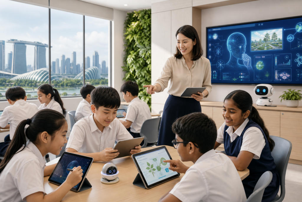 Singapore student using AI learning tools